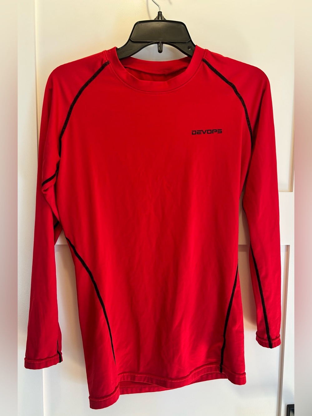 Men’s Long-Sleeve Red Athletic Performance Undershirt